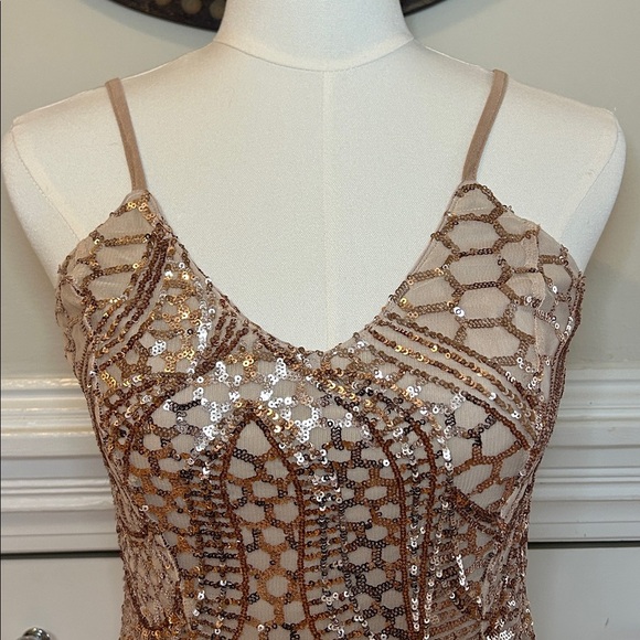 SHOWPO Be My Lover Rose Gold Sequin Maxi Dress | Size XS/S - Picture 4 of 10
